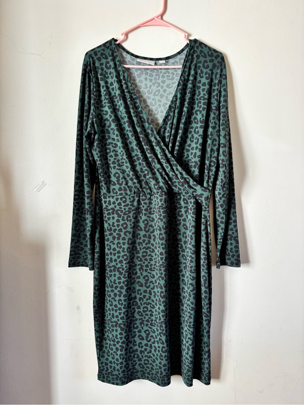 Belle by Kim Gravel Forest Green Leopard Wrap Dress